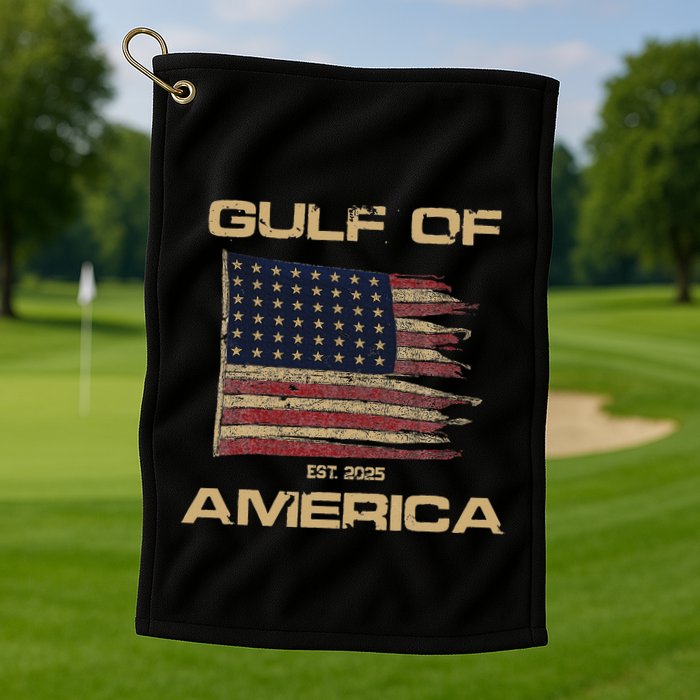 Gulf Of Us America Est Since 2025 Us Flag Golf Towel