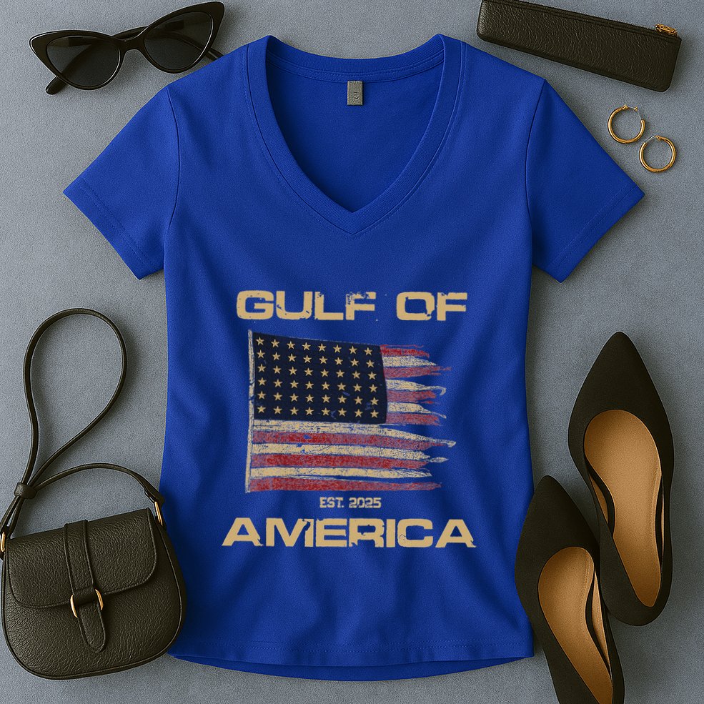 Gulf Of Us America Est Since 2025 Us Flag Women's V-Neck T-Shirt