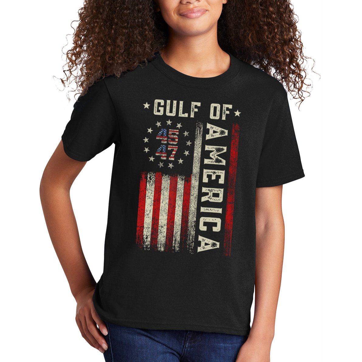 Gulf Of Usa America Funny Usa Flag Kids T-Shirt