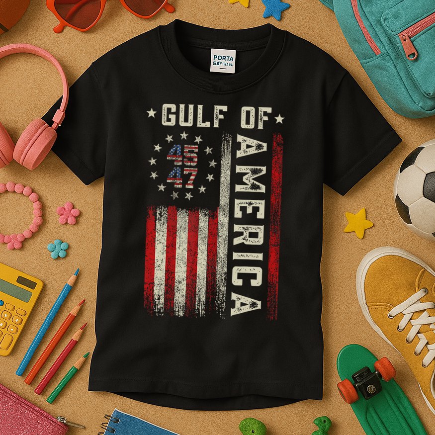 Gulf Of Usa America Funny Usa Flag Kids T-Shirt