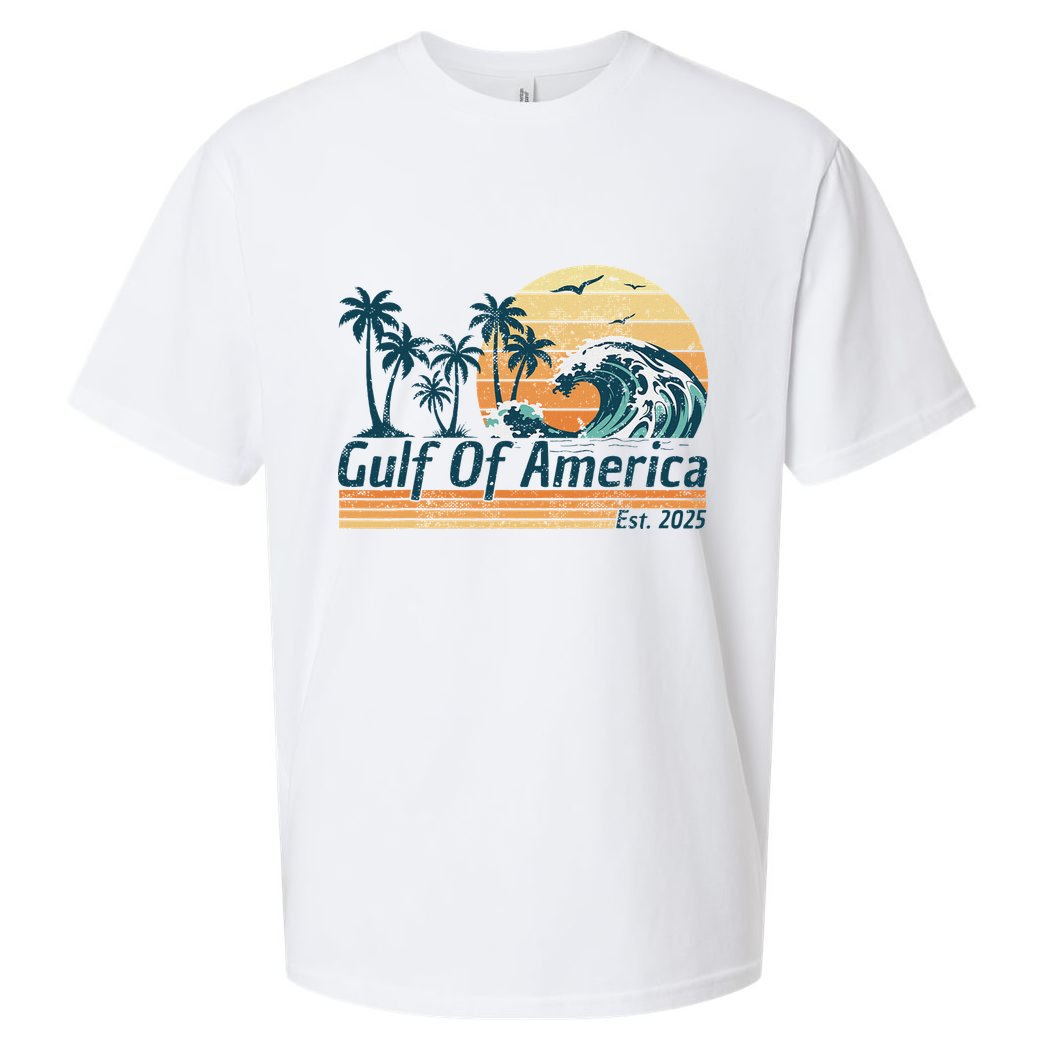Gulf Of Us America Est 2025 Retro Vintage Beach Sueded Cloud Jersey T-Shirt