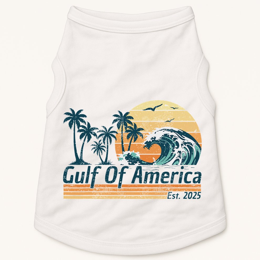 Gulf Of Us America Est 2025 Retro Vintage Beach Doggie Tank