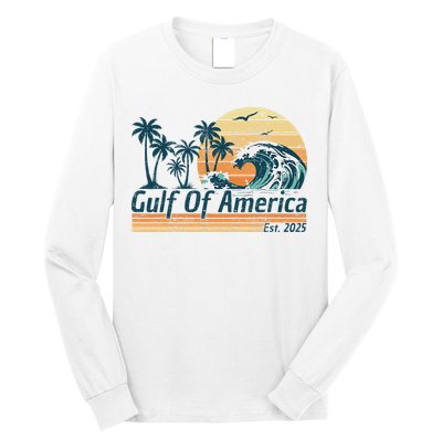 Gulf Of Us America Est 2025 Retro Vintage Beach Long Sleeve Shirt