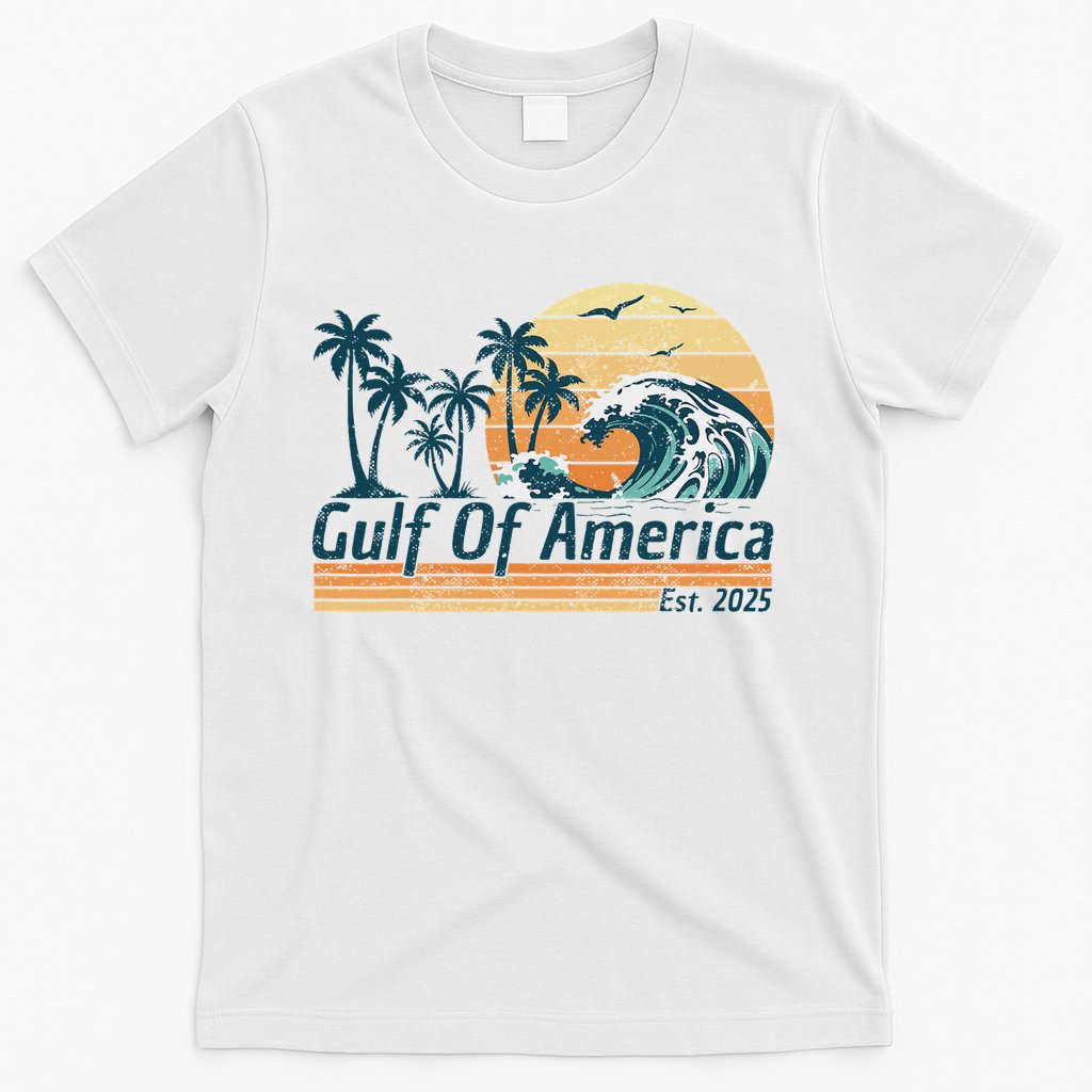Gulf Of Us America Est 2025 Retro Vintage Beach T-Shirt