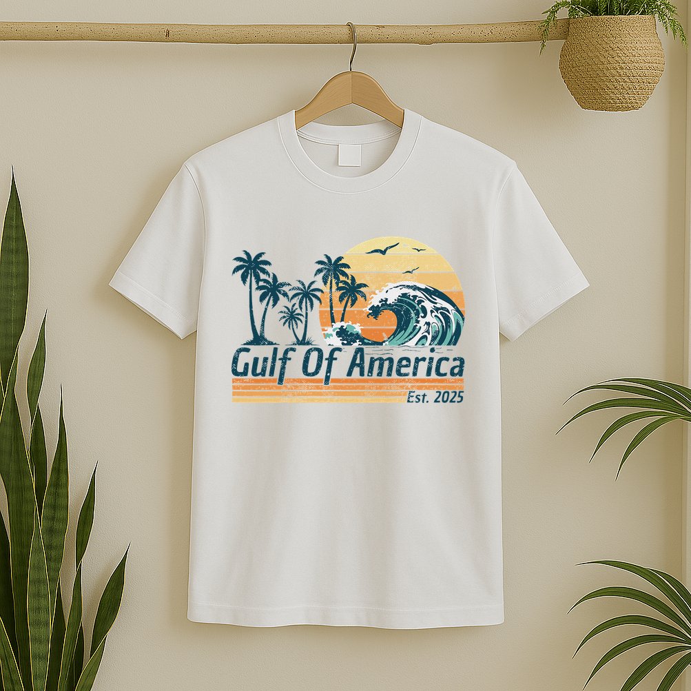 Gulf Of Us America Est 2025 Retro Vintage Beach T-Shirt