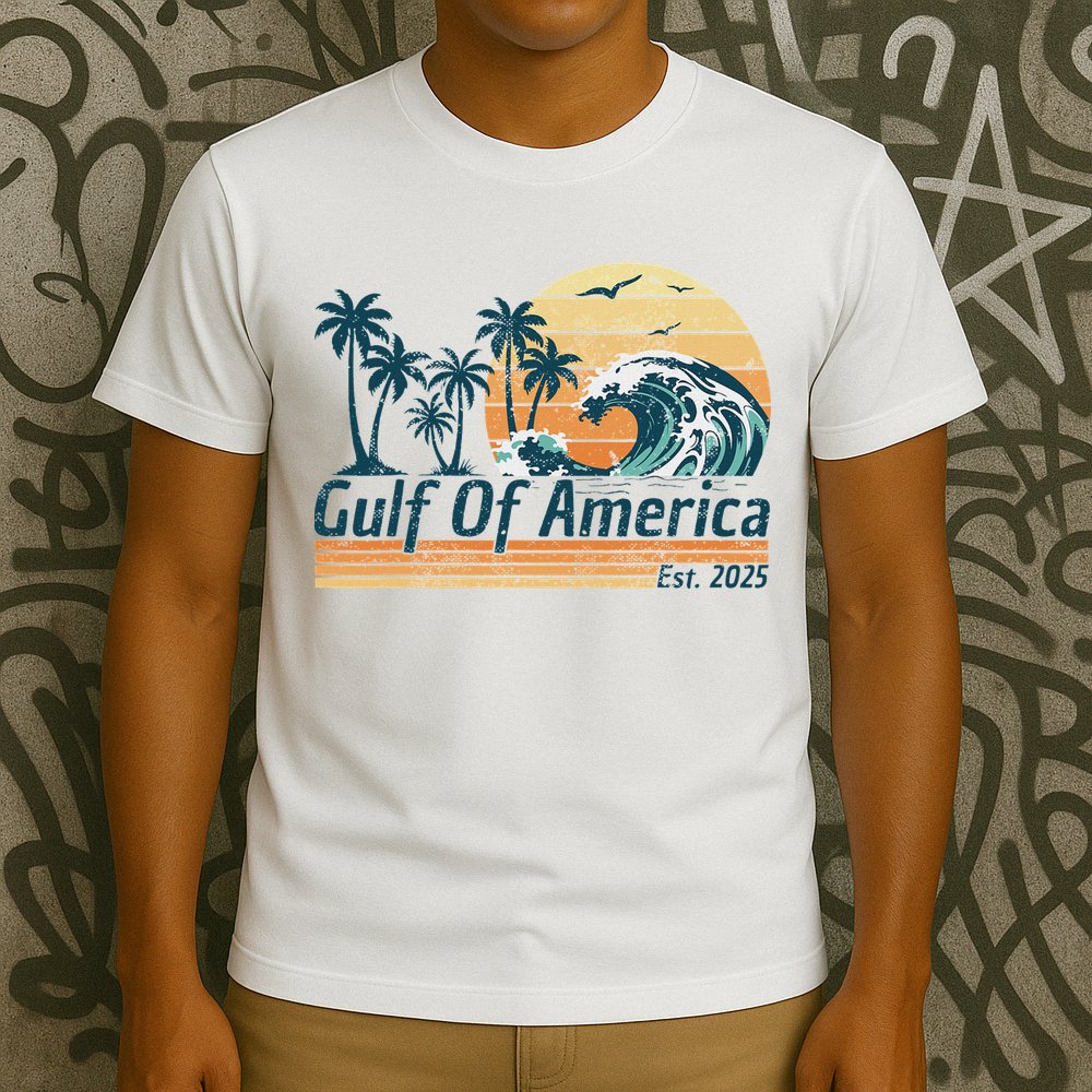 Gulf Of Us America Est 2025 Retro Vintage Beach T-Shirt