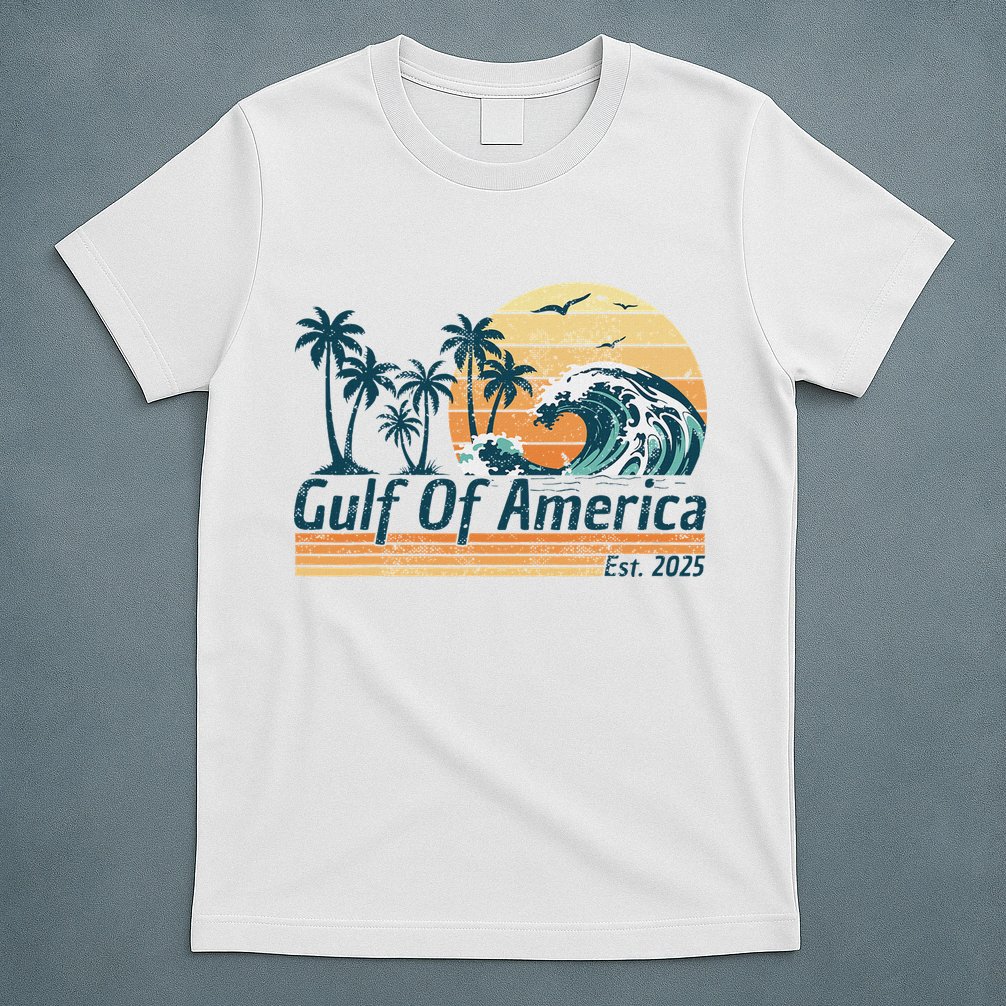 Gulf Of Us America Est 2025 Retro Vintage Beach T-Shirt