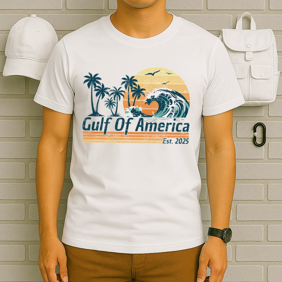 Gulf Of Us America Est 2025 Retro Vintage Beach T-Shirt