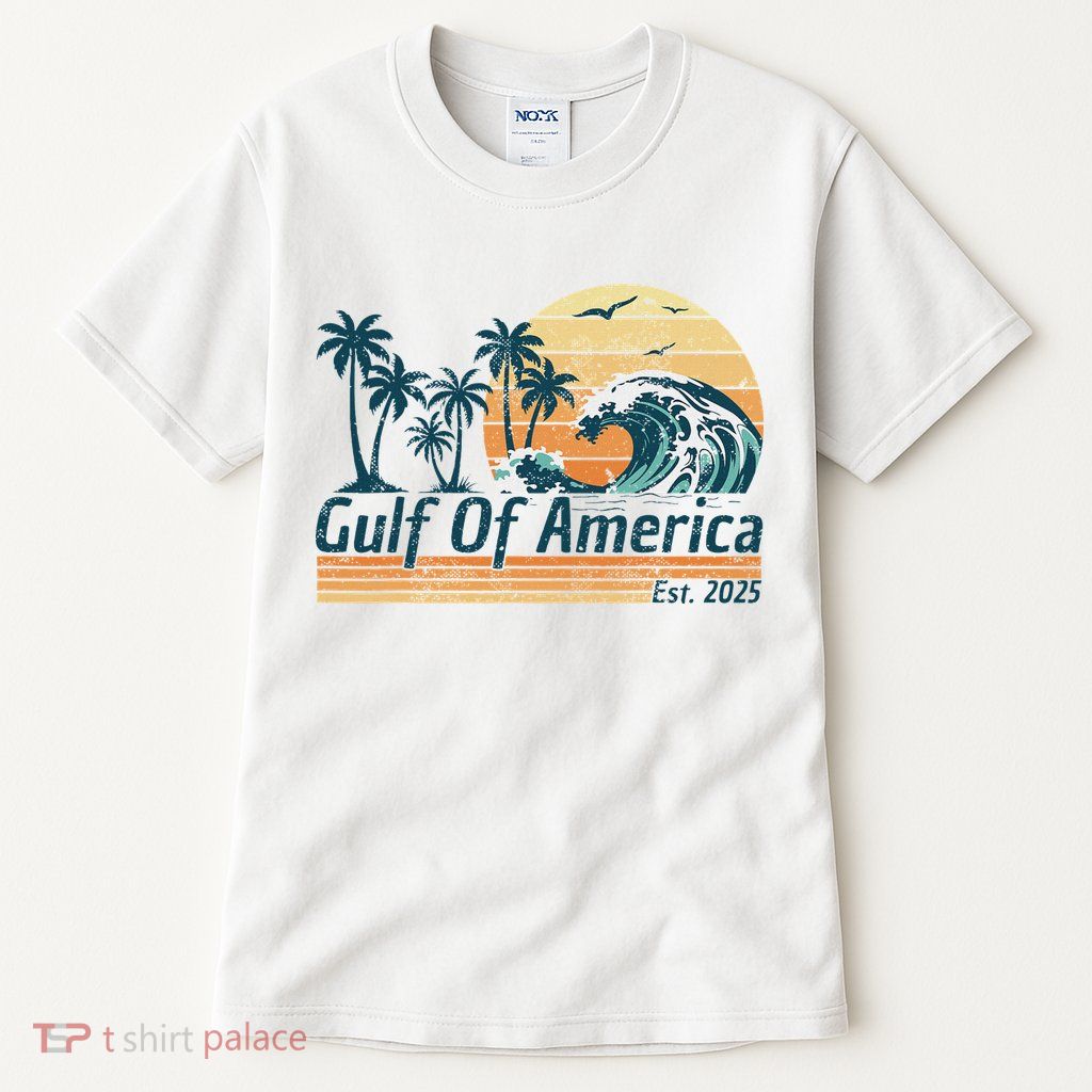 Gulf Of Us America Est 2025 Retro Vintage Beach Tall T-Shirt