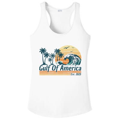 Gulf Of Us America Est 2025 Retro Vintage Beach Ladies PosiCharge Competitor Racerback Tank