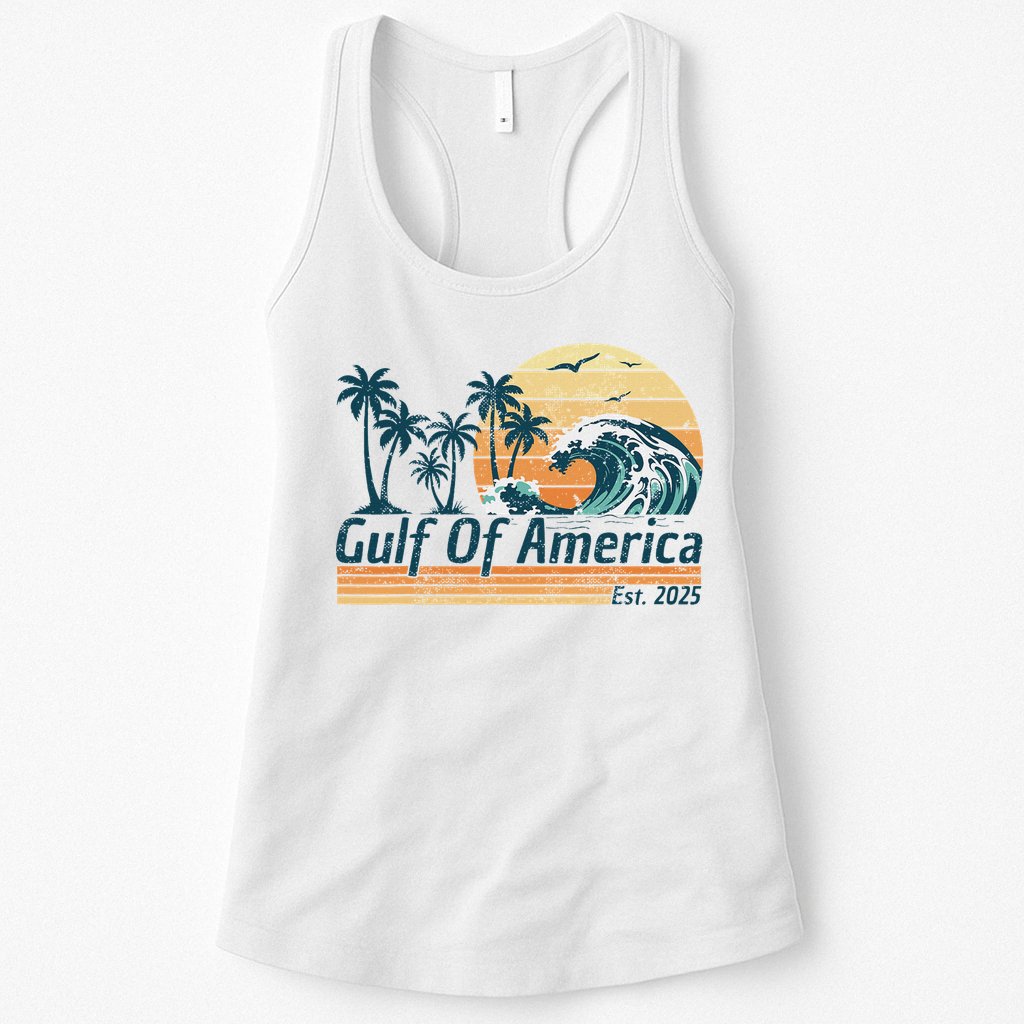 Gulf Of Us America Est 2025 Retro Vintage Beach Womens Tank Top