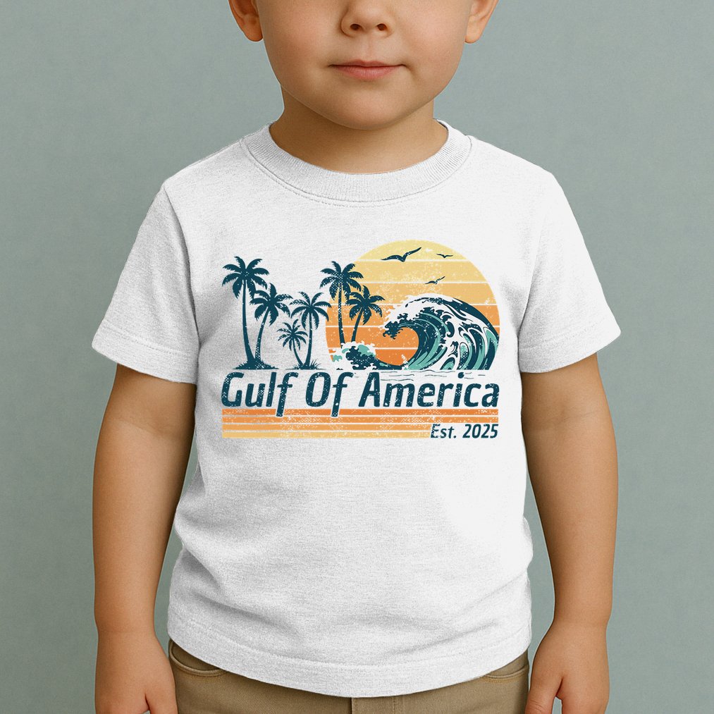 Gulf Of Us America Est 2025 Retro Vintage Beach Toddler T-Shirt