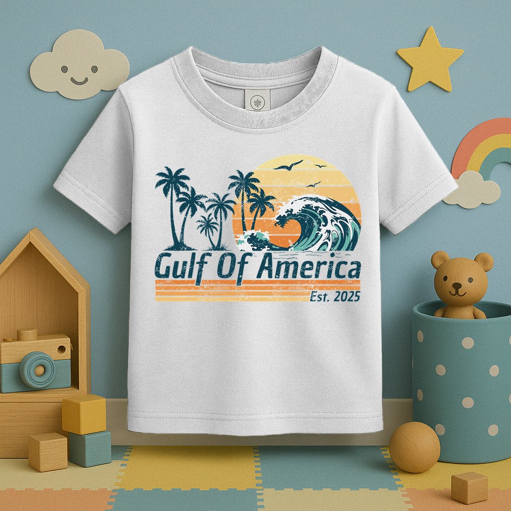 Gulf Of Us America Est 2025 Retro Vintage Beach Toddler T-Shirt