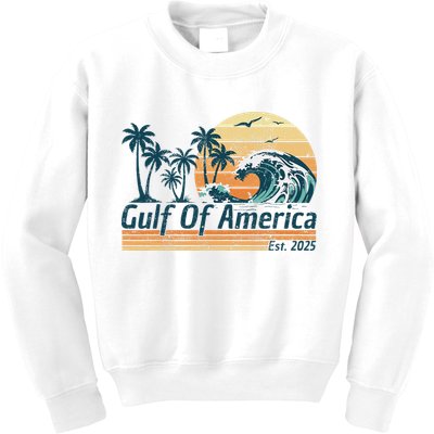 Gulf Of Us America Est 2025 Retro Vintage Beach Kids Sweatshirt