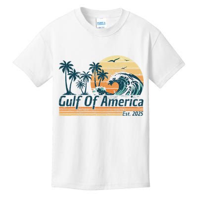Gulf Of Us America Est 2025 Retro Vintage Beach Kids T-Shirt