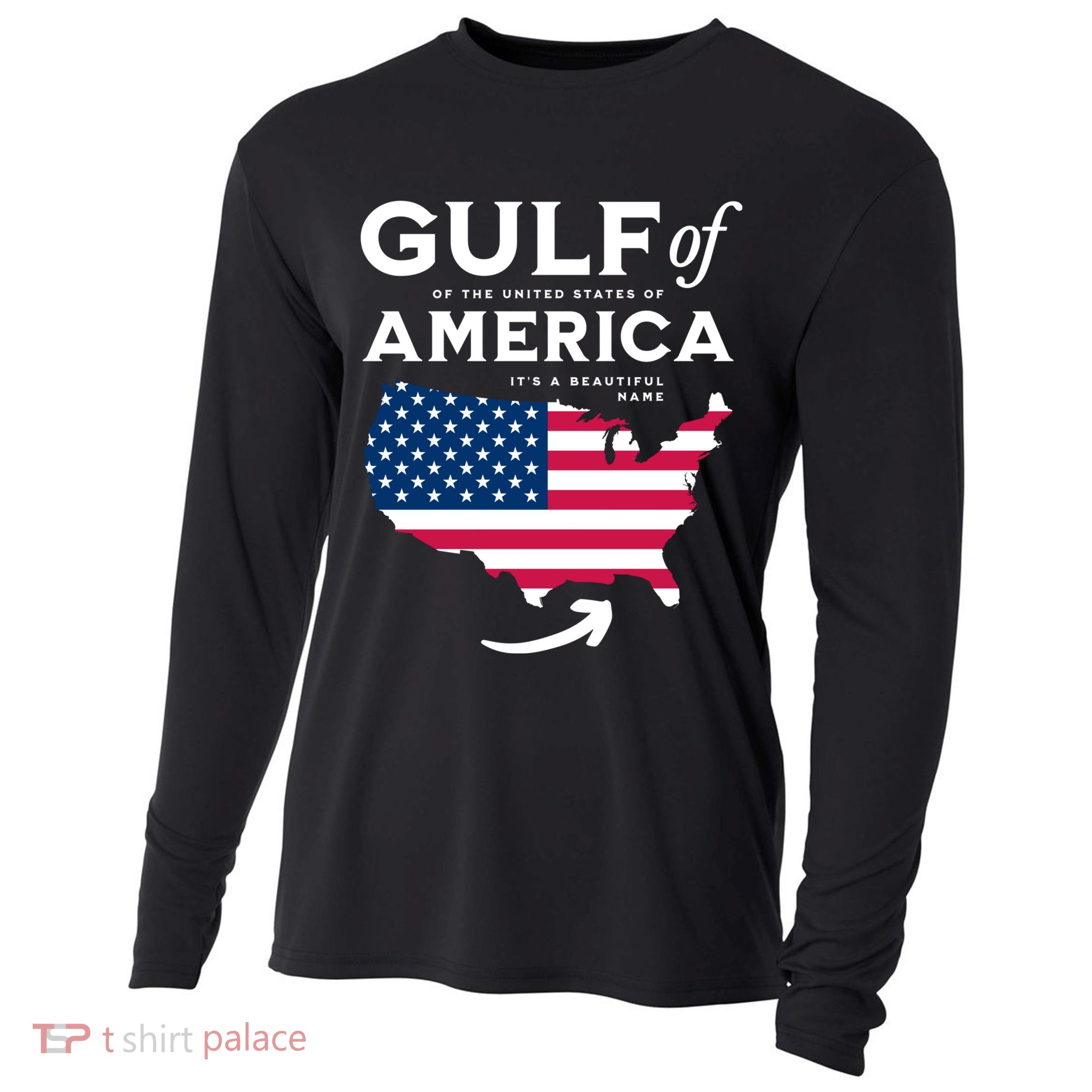 Gulf Of Usa America American Flag Pride Patriotic Cooling Performance Long Sleeve Crew