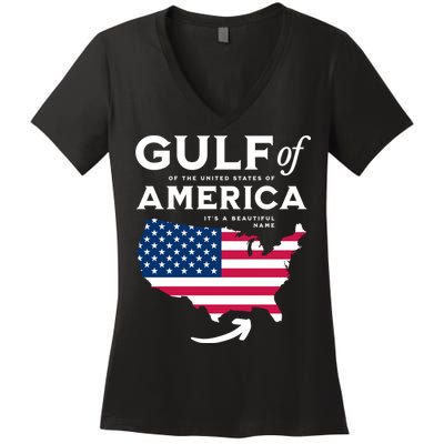 Gulf Of Usa America American Flag Pride Patriotic Women's V-Neck T-Shirt