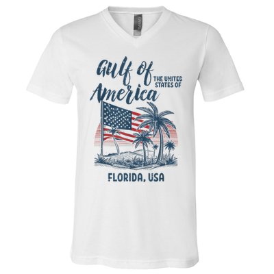 Gulf Of Usa America Florida Usa V-Neck T-Shirt