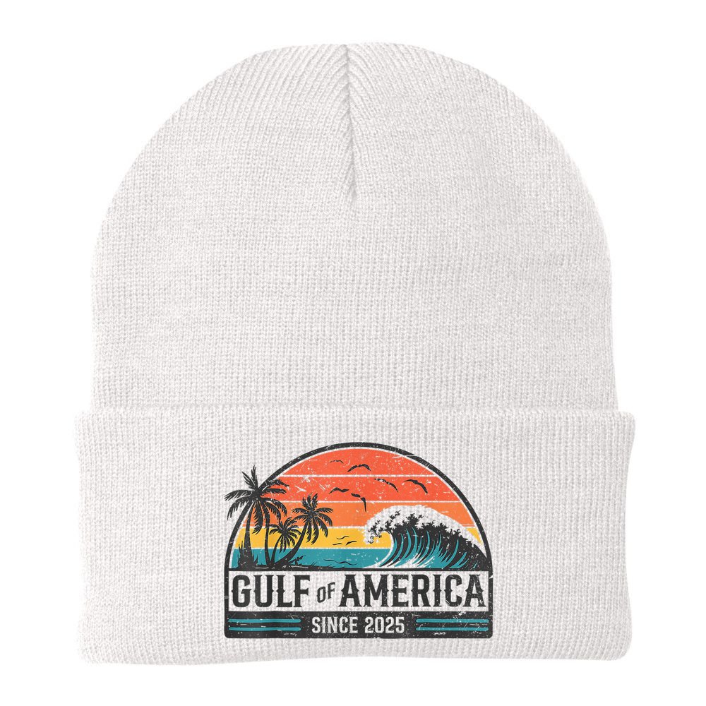 Gulf Of USA America Since 2025 Retro Vintage Beach Beanie