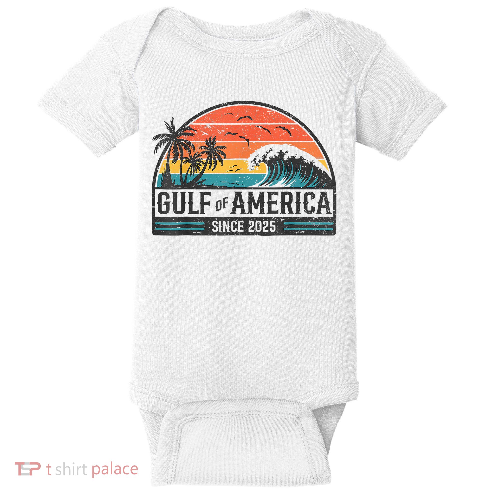 Gulf Of USA America Since 2025 Retro Vintage Beach Baby Bodysuit