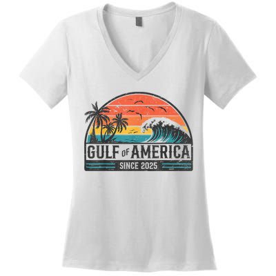 Gulf Of USA America Since 2025 Retro Vintage Beach Women's V-Neck T-Shirt