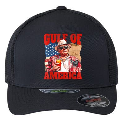 Gulf Of Us America Est 2025 Retro Vintage Beach Flexfit Unipanel Trucker Cap