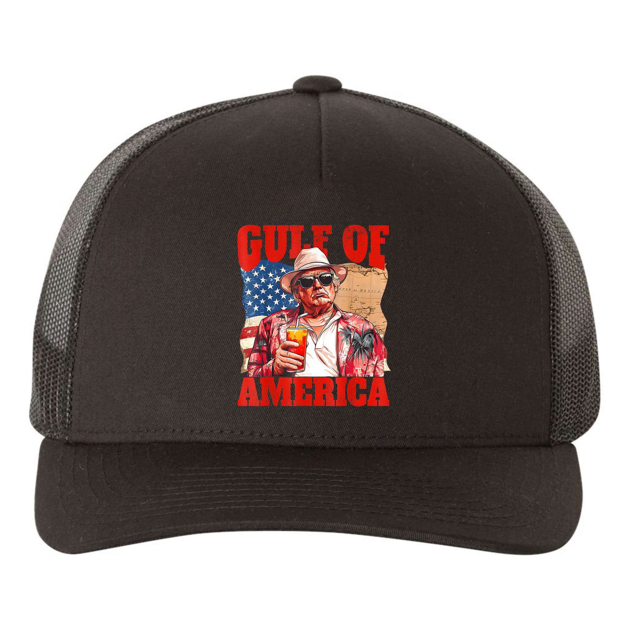 Gulf Of Us America Est 2025 Retro Vintage Beach Yupoong Adult 5-Panel Trucker Hat