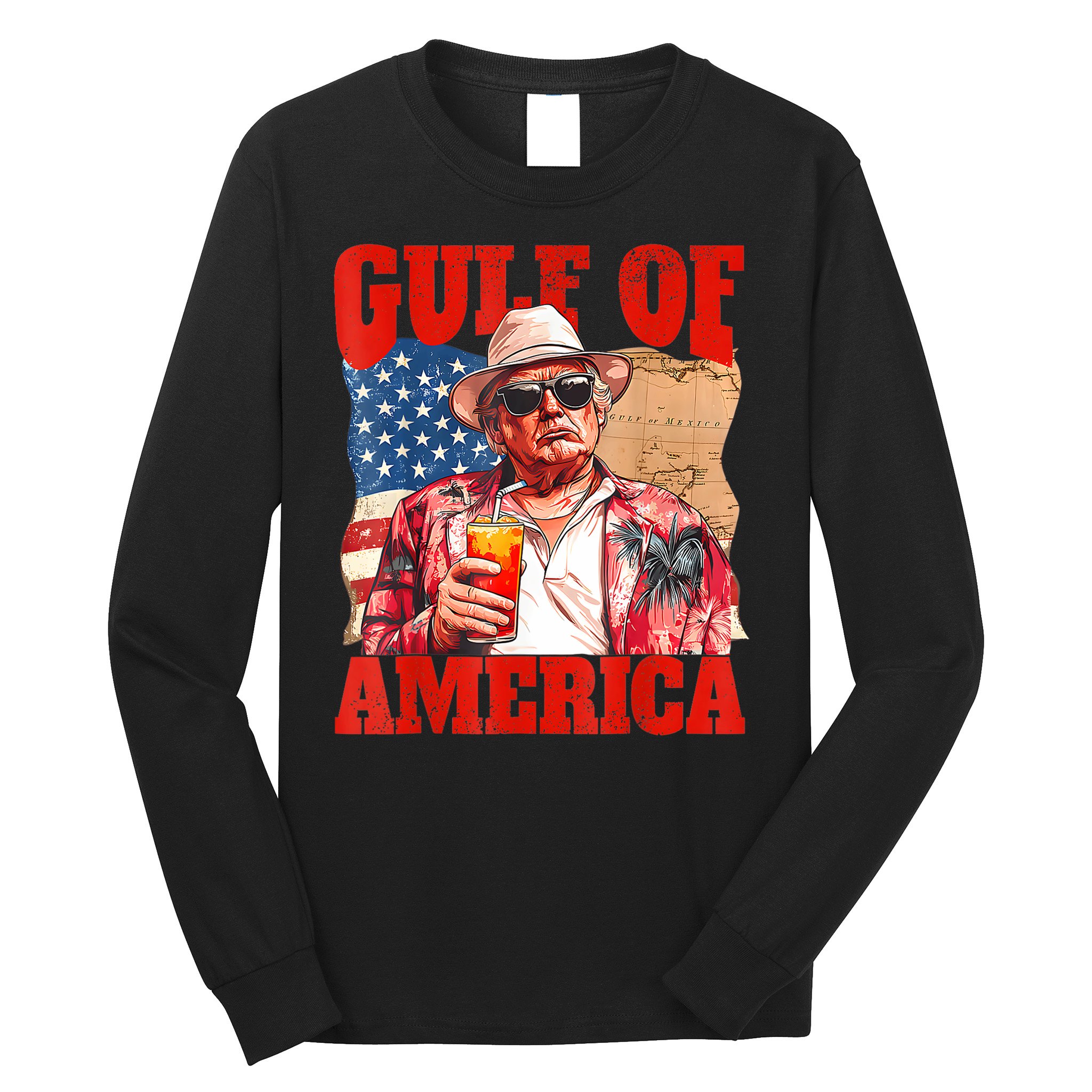 Gulf Of Us America Est 2025 Retro Vintage Beach Long Sleeve Shirt