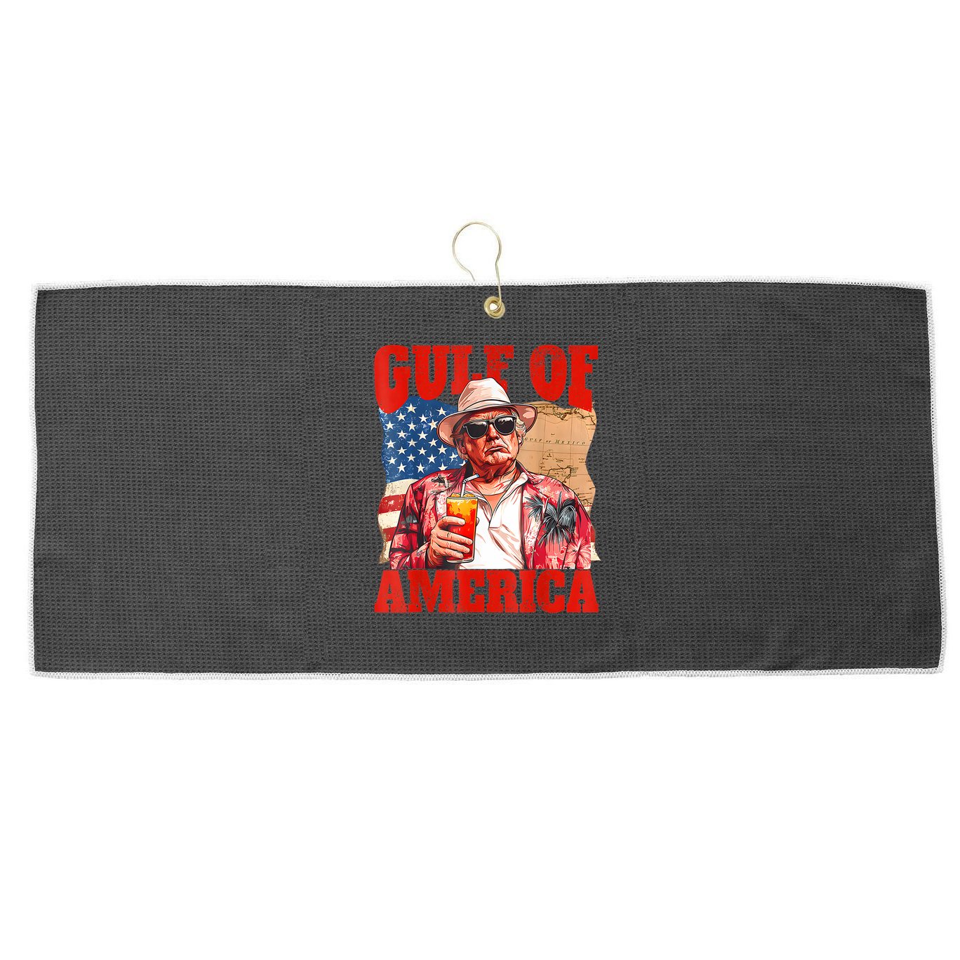 Gulf Of Us America Est 2025 Retro Vintage Beach Large Microfiber Waffle Golf Towel