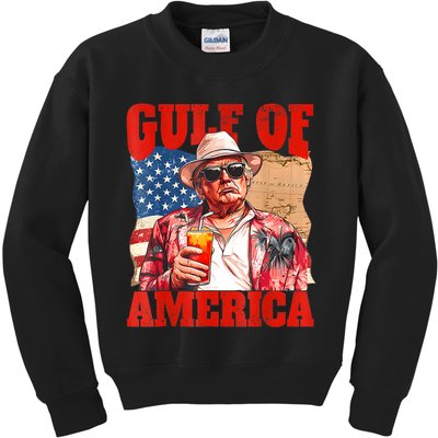 Gulf Of Us America Est 2025 Retro Vintage Beach Kids Sweatshirt