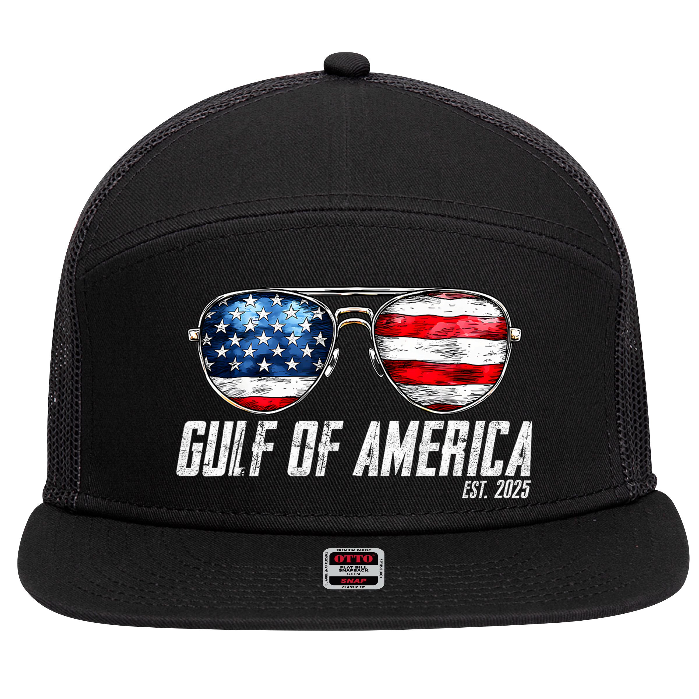 Gulf Of Us America Est 2025 Sunglasses 7 Panel Mesh Trucker Snapback Hat