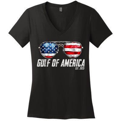 Gulf Of Us America Est 2025 Sunglasses Women's V-Neck T-Shirt