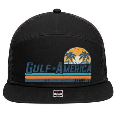Gulf Of US America Est 2025 Retro Vintage Beach 7 Panel Mesh Trucker Snapback Hat