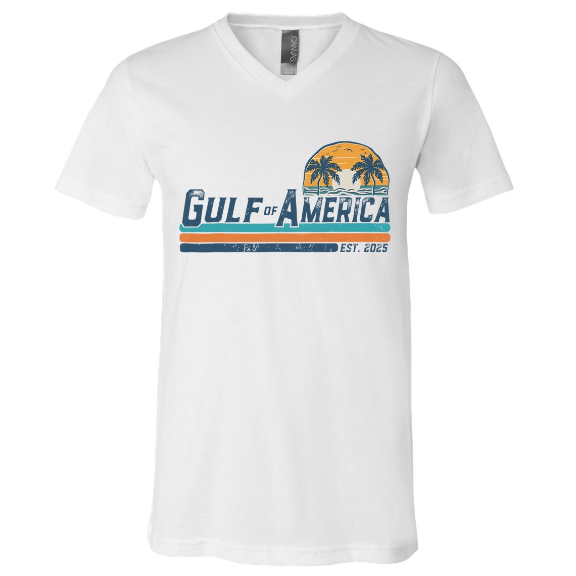 Gulf Of US America Est 2025 Retro Vintage Beach V-Neck T-Shirt