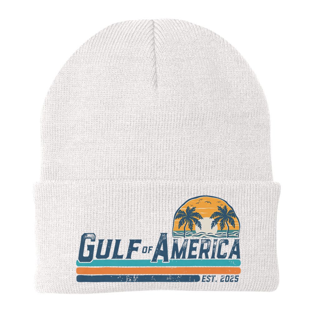 Gulf Of US America Est 2025 Retro Vintage Beach Beanie