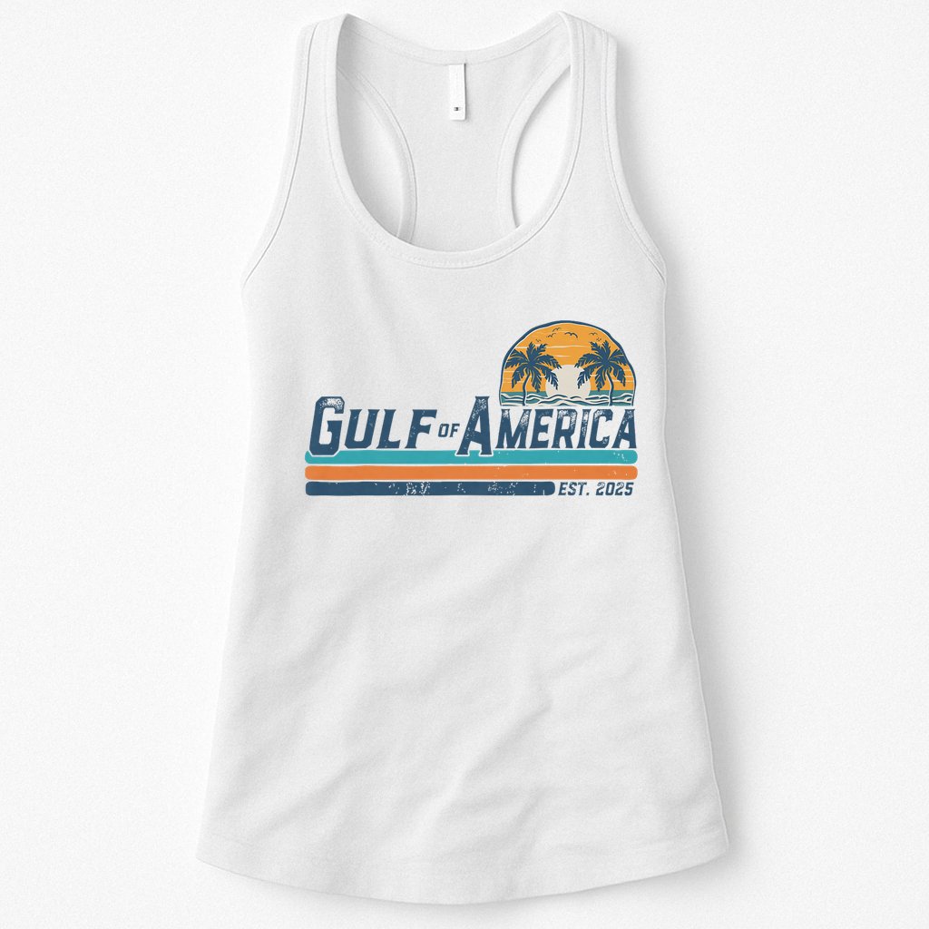 Gulf Of US America Est 2025 Retro Vintage Beach Womens Tank Top