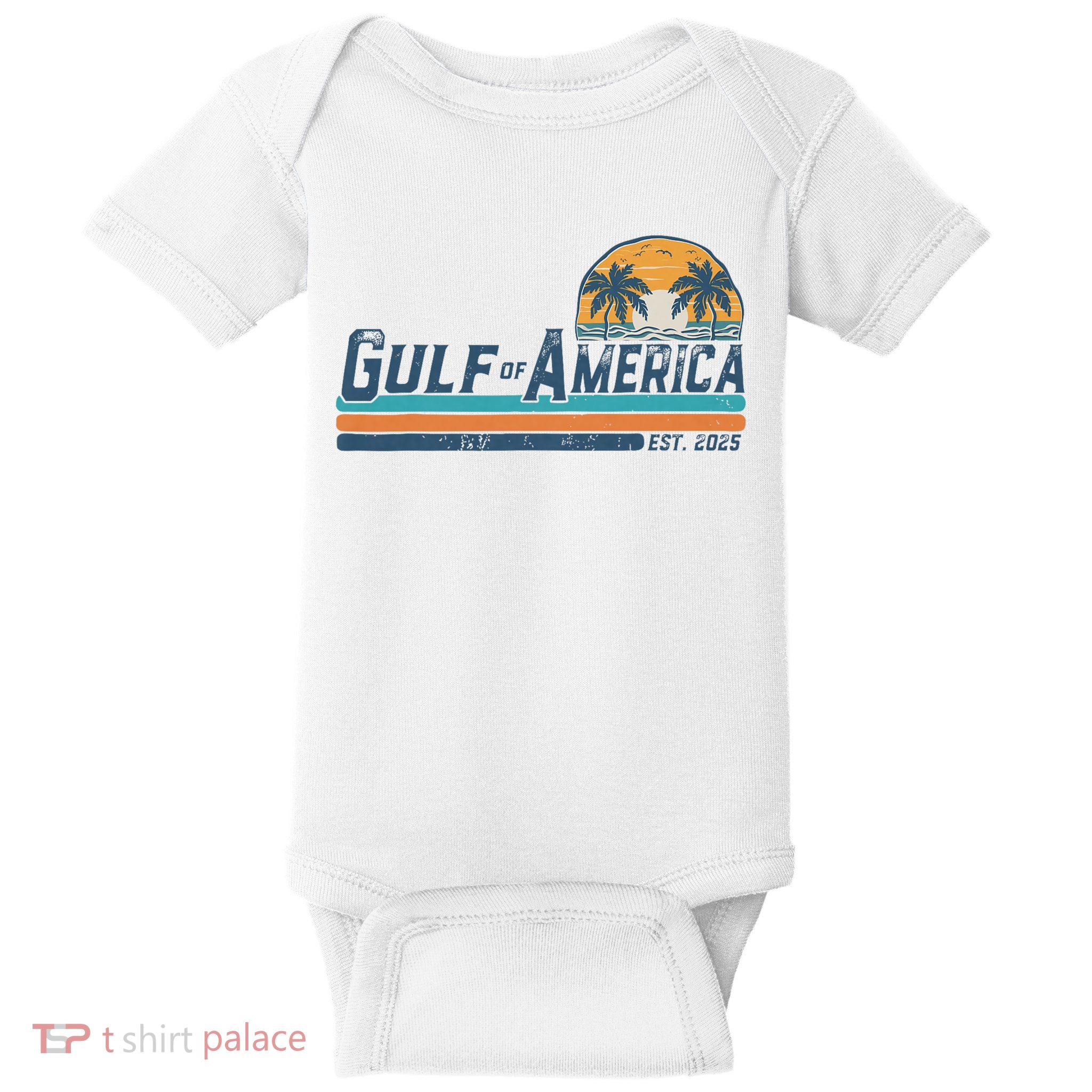 Gulf Of US America Est 2025 Retro Vintage Beach Baby Bodysuit