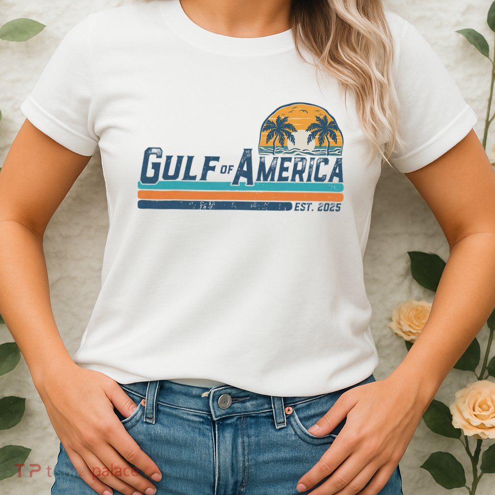Gulf Of US America Est 2025 Retro Vintage Beach Womens T-Shirt