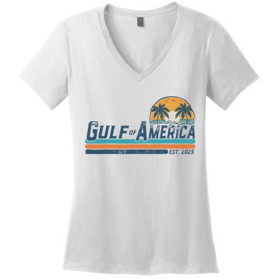 Gulf Of US America Est 2025 Retro Vintage Beach Women's V-Neck T-Shirt