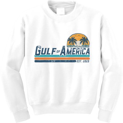 Gulf Of US America Est 2025 Retro Vintage Beach Kids Sweatshirt
