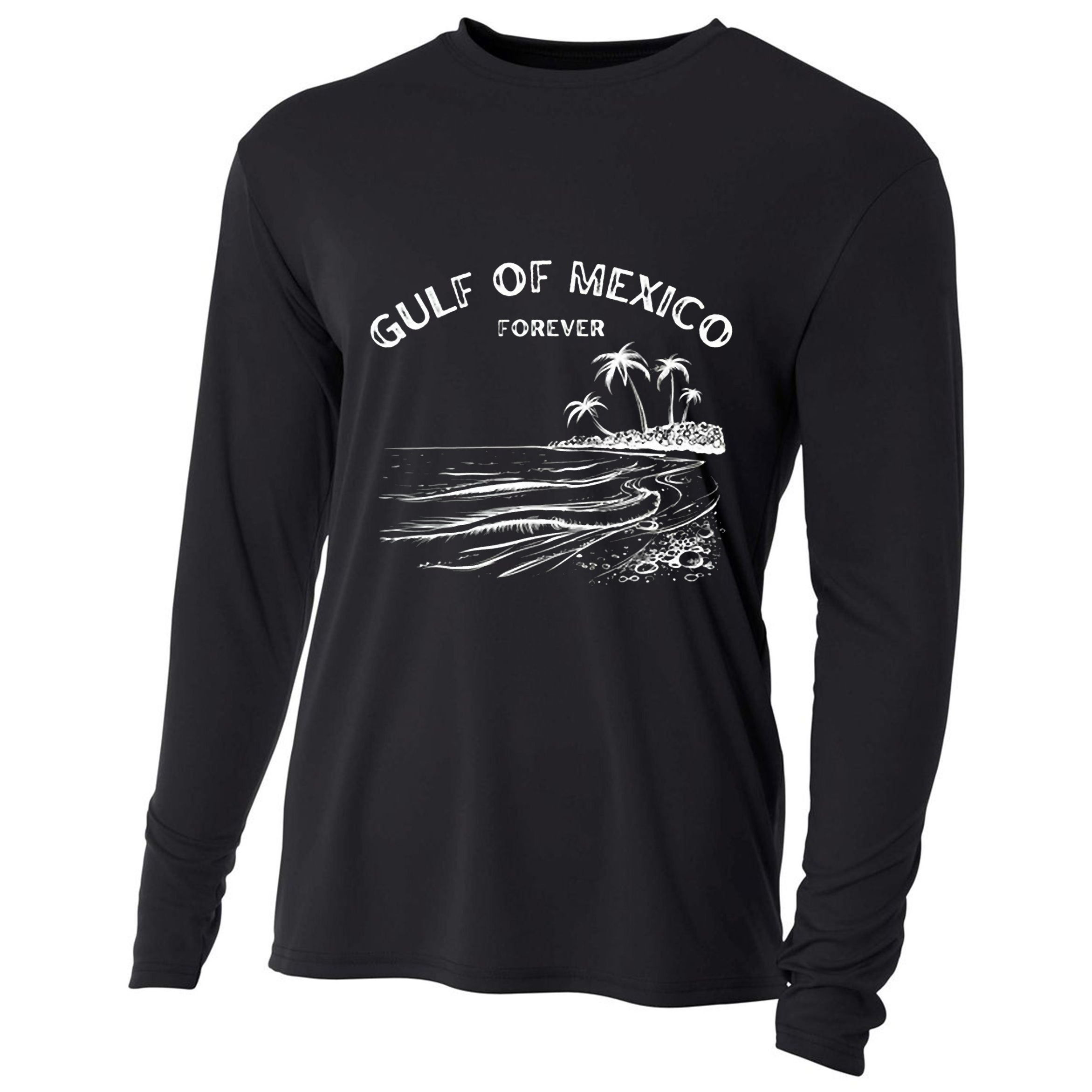 Gulf Of Usa America Funny Gulf Of Mexico Flag Map 4th July Cooling Performance Long Sleeve Crew