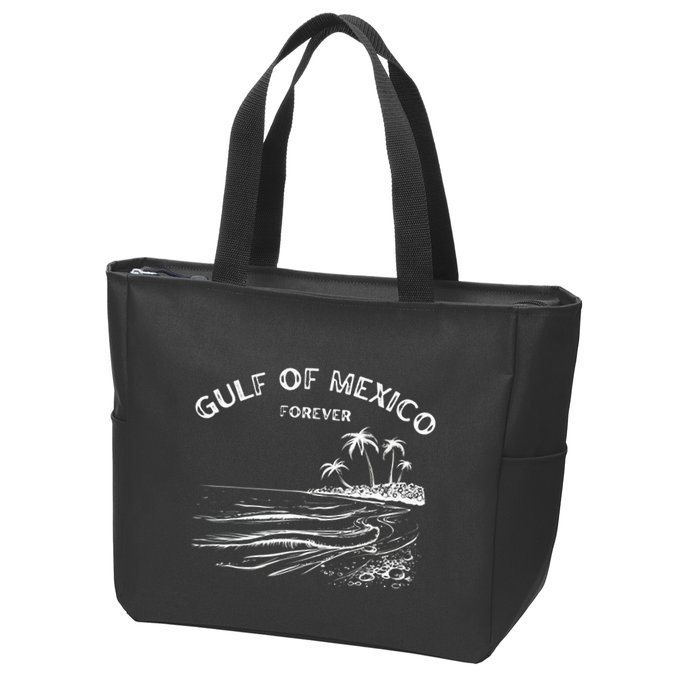Gulf Of Usa America Funny Gulf Of Mexico Flag Map 4th July Zip Tote Bag