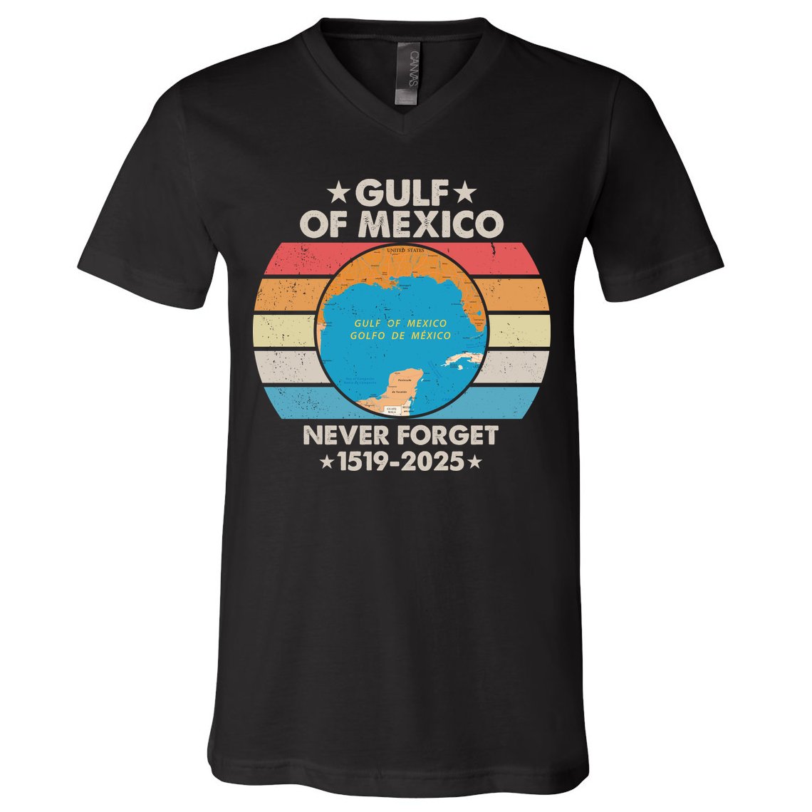 Gulf Of Usa America Never Forget Gulf Of Mexico 1519 2025 V-Neck T-Shirt
