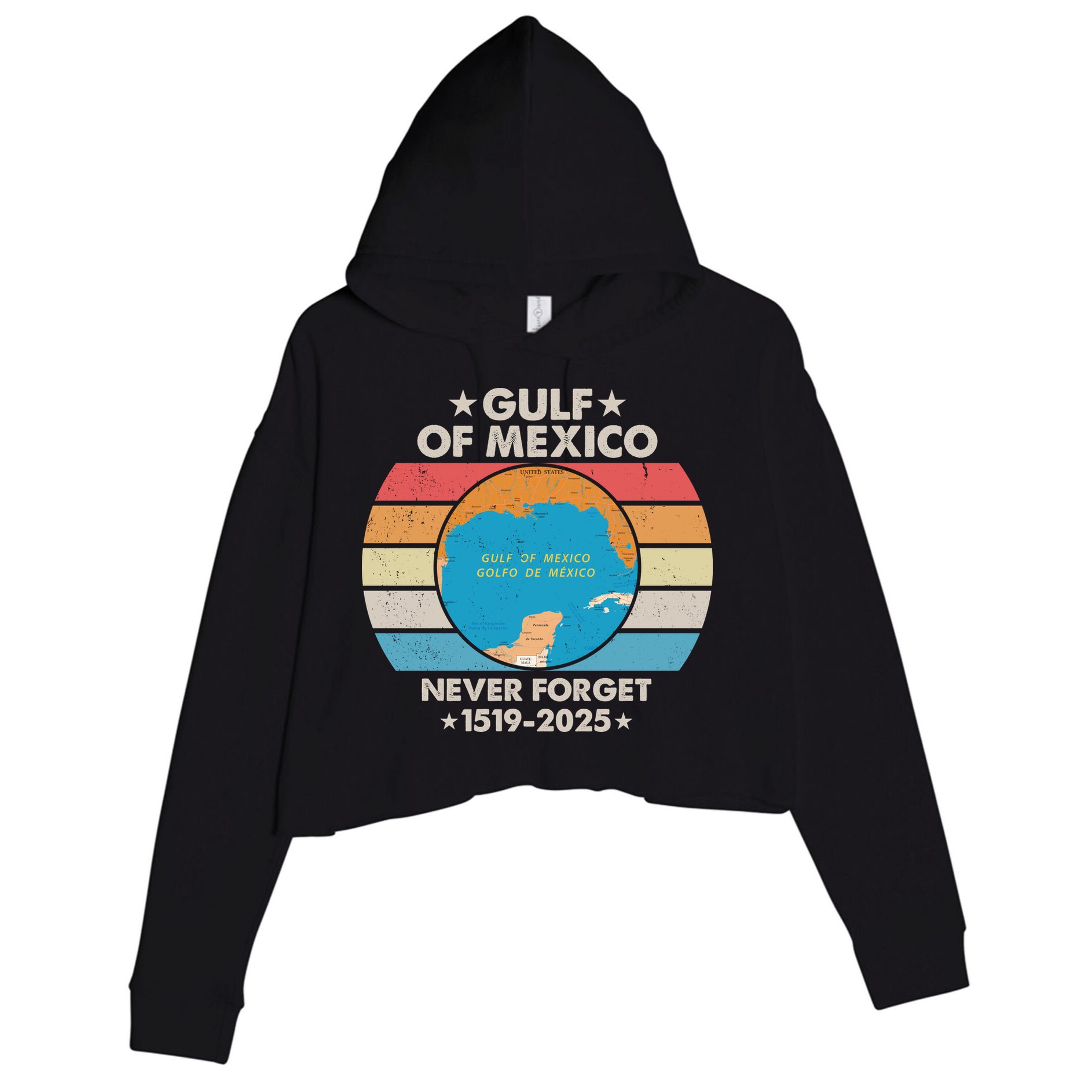 Gulf Of Usa America Never Forget Gulf Of Mexico 1519 2025 Crop Fleece Hoodie