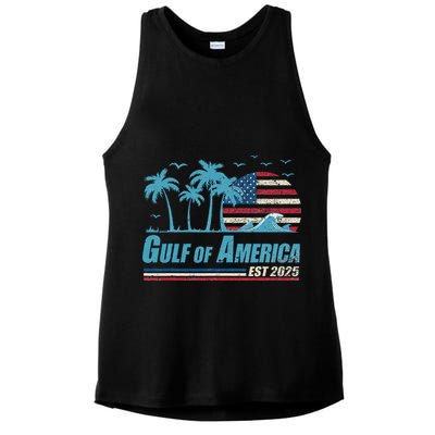 Gulf Of Usa America Est 2025 Retro Vintage Beach Ladies PosiCharge Tri-Blend Wicking Tank