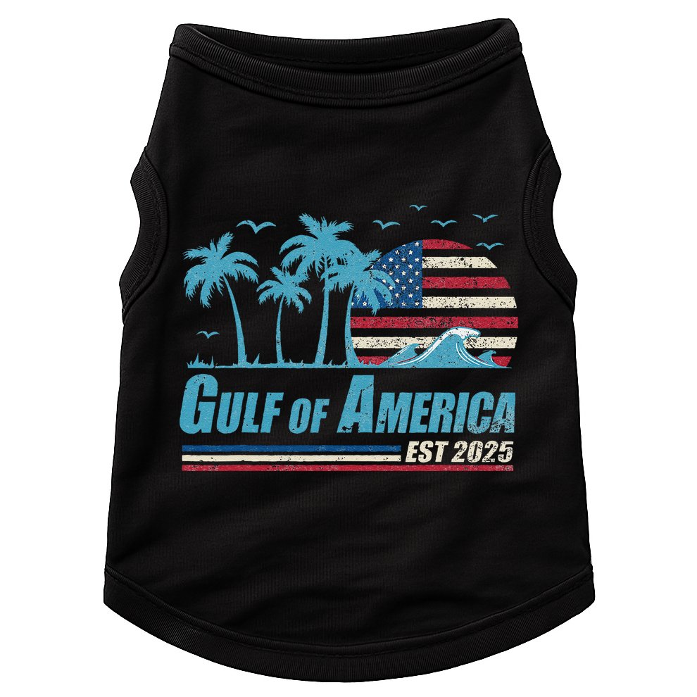 Gulf Of Usa America Est 2025 Retro Vintage Beach Doggie Tank