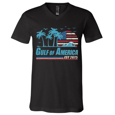 Gulf Of Usa America Est 2025 Retro Vintage Beach V-Neck T-Shirt