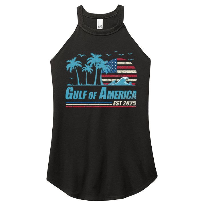 Gulf Of Usa America Est 2025 Retro Vintage Beach Women's Perfect Tri Rocker Tank