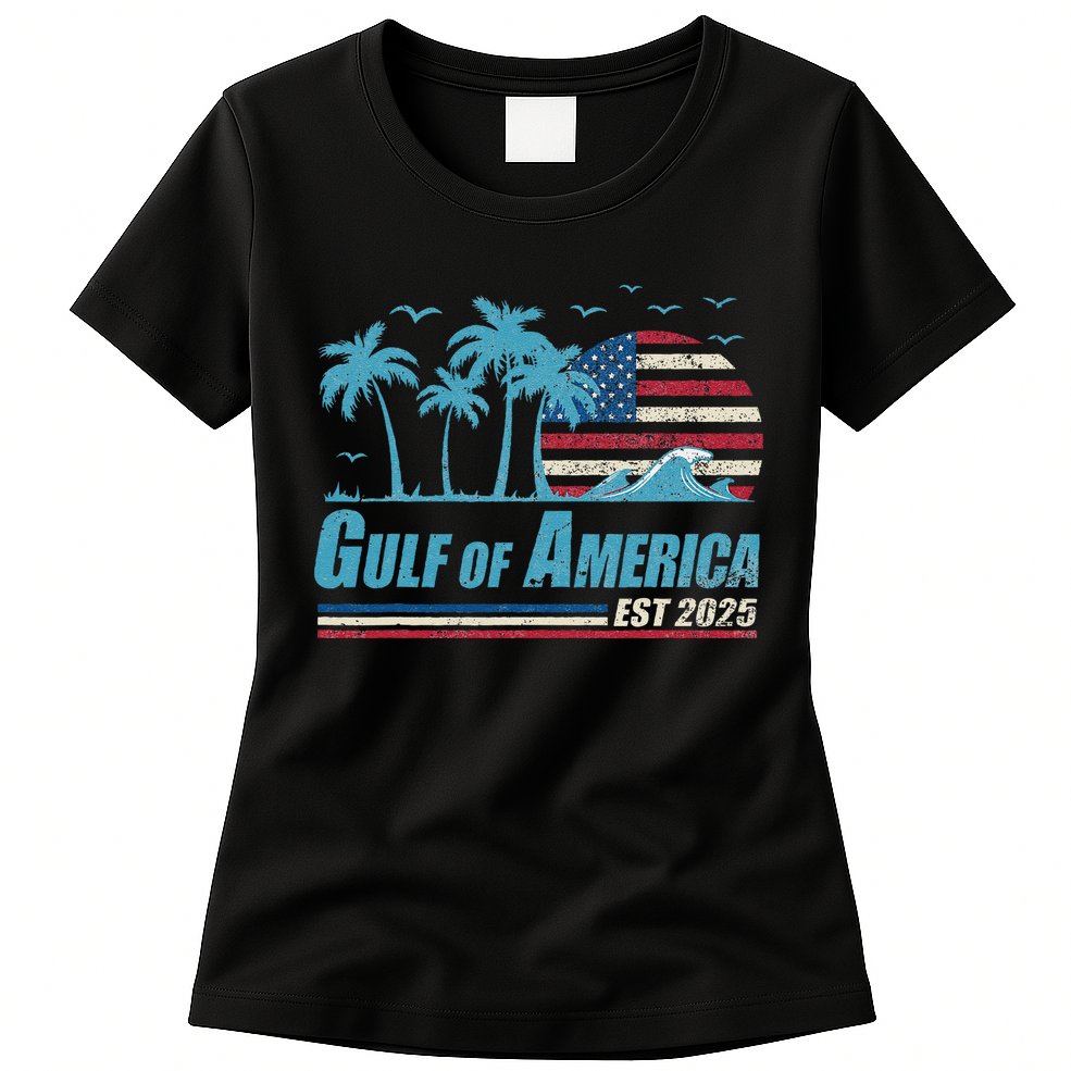 Gulf Of Usa America Est 2025 Retro Vintage Beach Womens T-Shirt