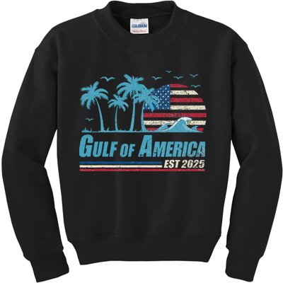 Gulf Of Usa America Est 2025 Retro Vintage Beach Kids Sweatshirt